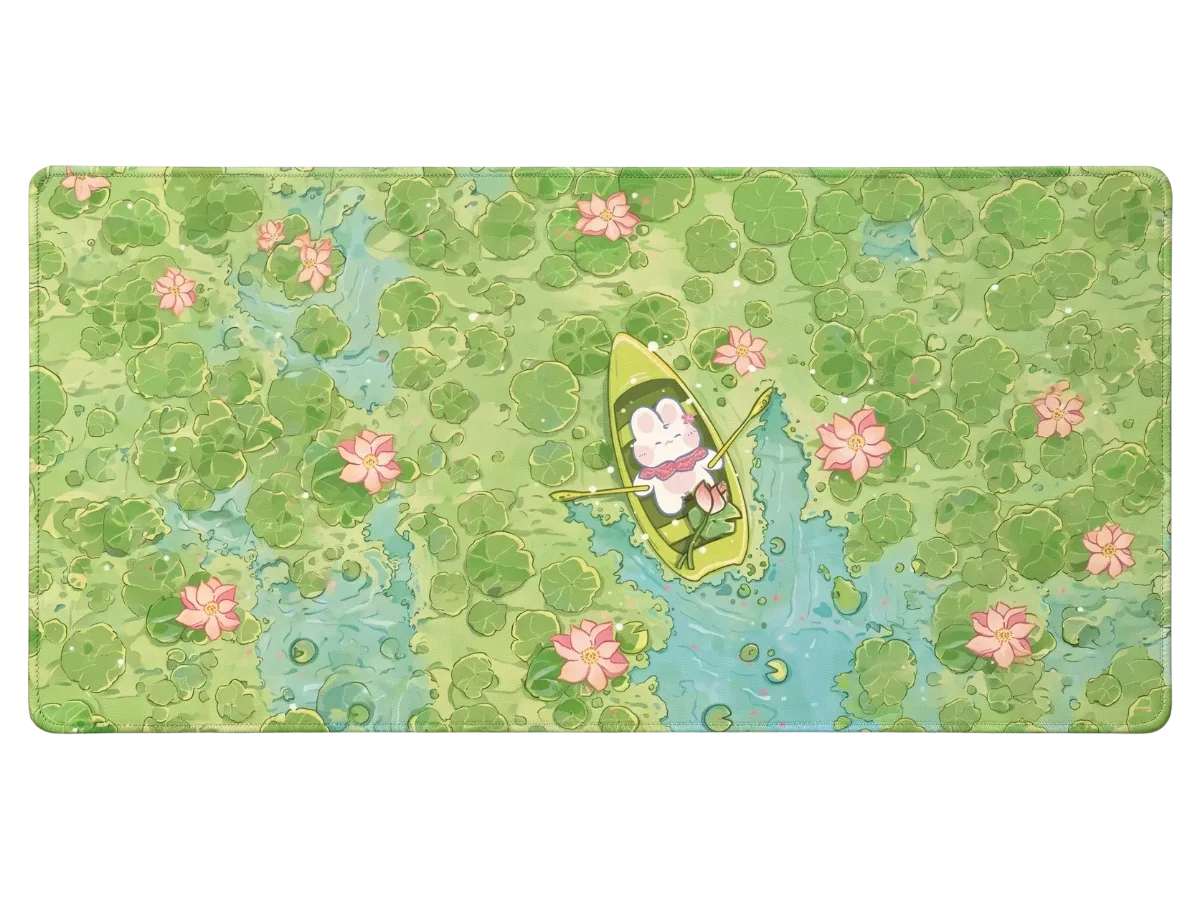 Kawaii Lapin Rameur Nénuphars Mouse Pad