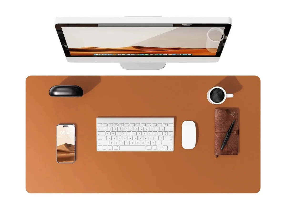 bureau-accessoires-organisation-et-tapis-de-souris-PU-marron-xxl