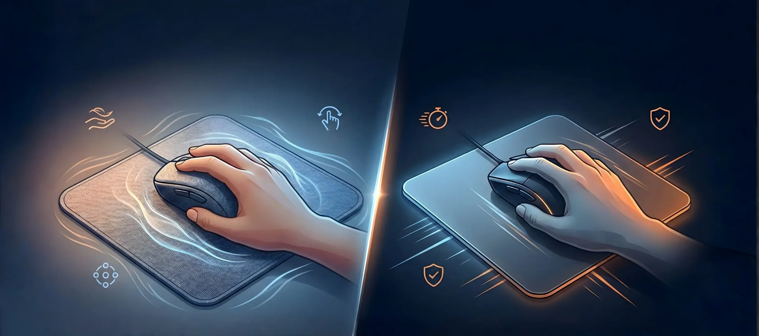 illustration de deux tapis de souris un en Tissu et un Rigide