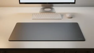 un tapis de souris rigide/plastique sur un bureau