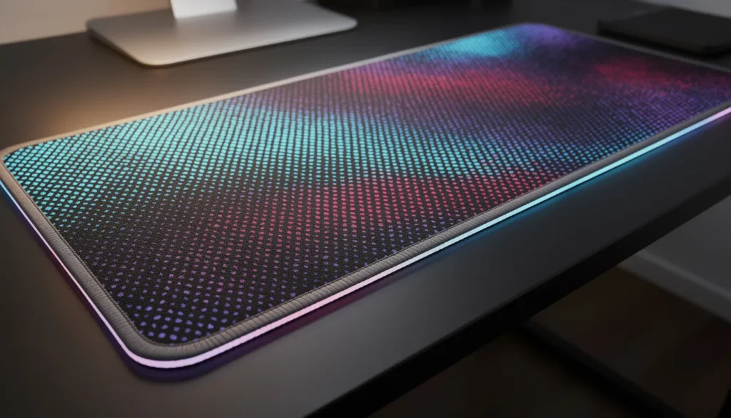un tapis de souris RGB/LED sur un bureau