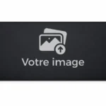 Visualisation d'un tapis de souris personnalisé noir avec icône de téléchargement d'image et texte "Votre image".