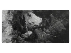 Tapis de souris gaming dark fantasy XXL Éclat des Ténèbres – chevalier des ténèbres sur fond sombre, surface micro-tissée, Buddypad