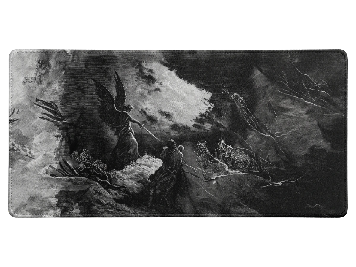 Tapis de souris gaming dark fantasy XXL Éclat des Ténèbres – chevalier des ténèbres sur fond sombre, surface micro-tissée, Buddypad