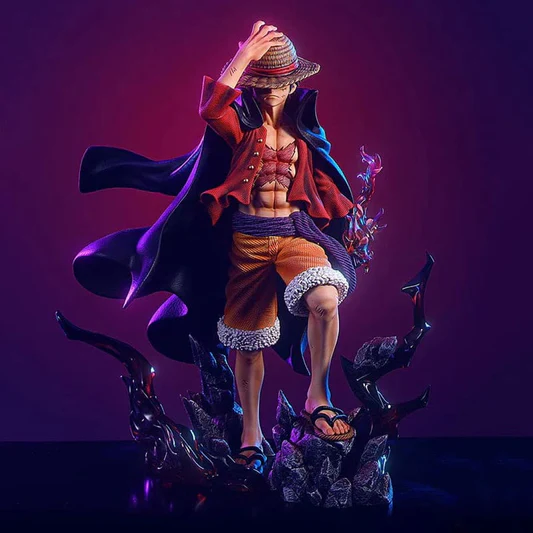 une figurine de luffy de one piece haki des rois