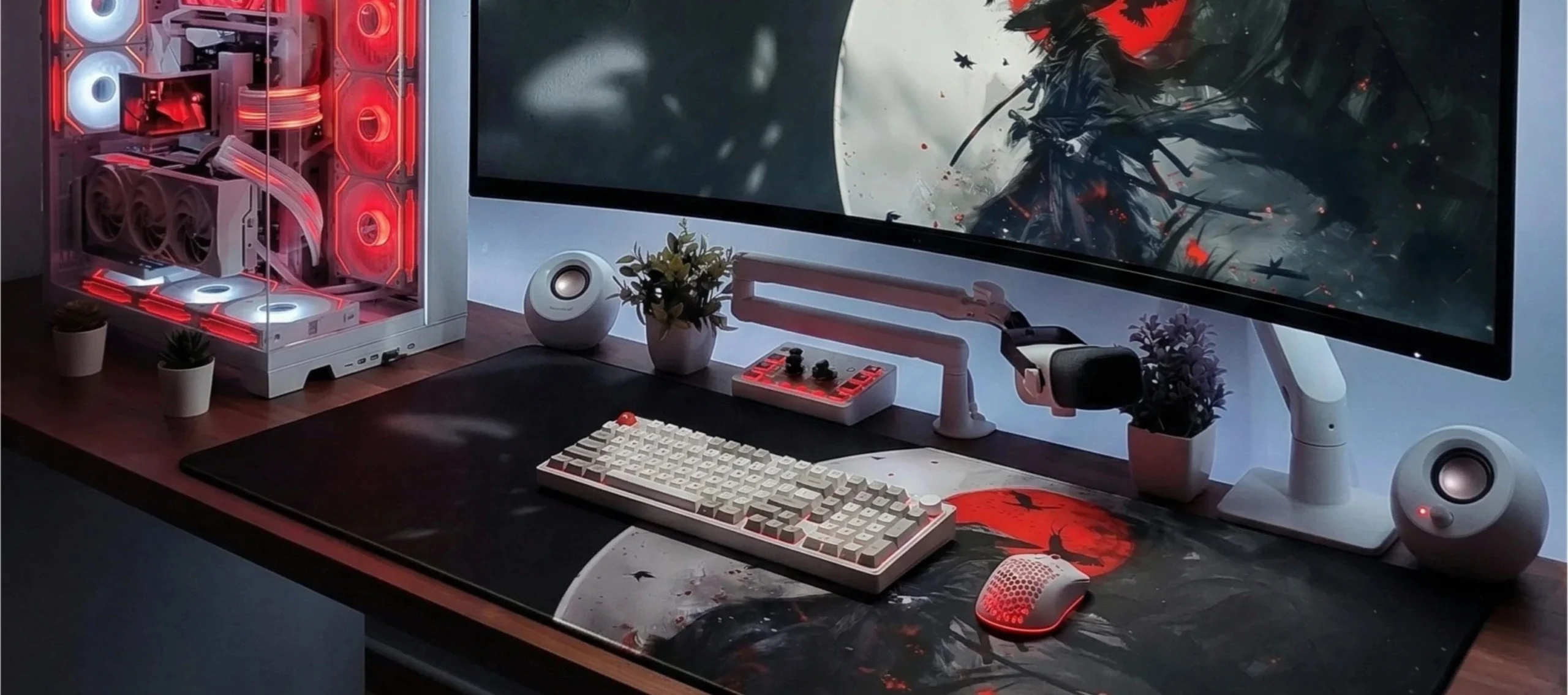 Illustration tendances setup gaming 2026 avec tapis de souris XXL – inspiration bureau gamer