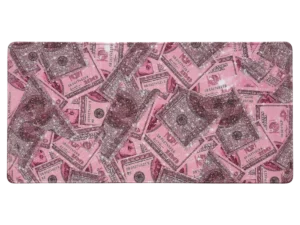 Tapis de souris billets roses pailletés design argent glamour - vue principale