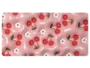 Tapis de souris cerises et fleurs blanches 3D en relief sur fond rose pâtisserie