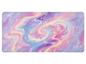 Tapis de souris galaxie kawaii pastel avec étoiles nuages et dégradé doux
