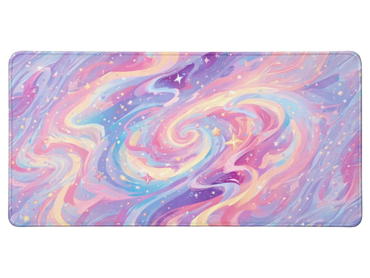 Tapis de souris galaxie kawaii pastel avec étoiles nuages et dégradé doux
