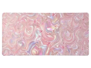Tapis de souris marbre rose pastel avec papillons design irisé vue principale